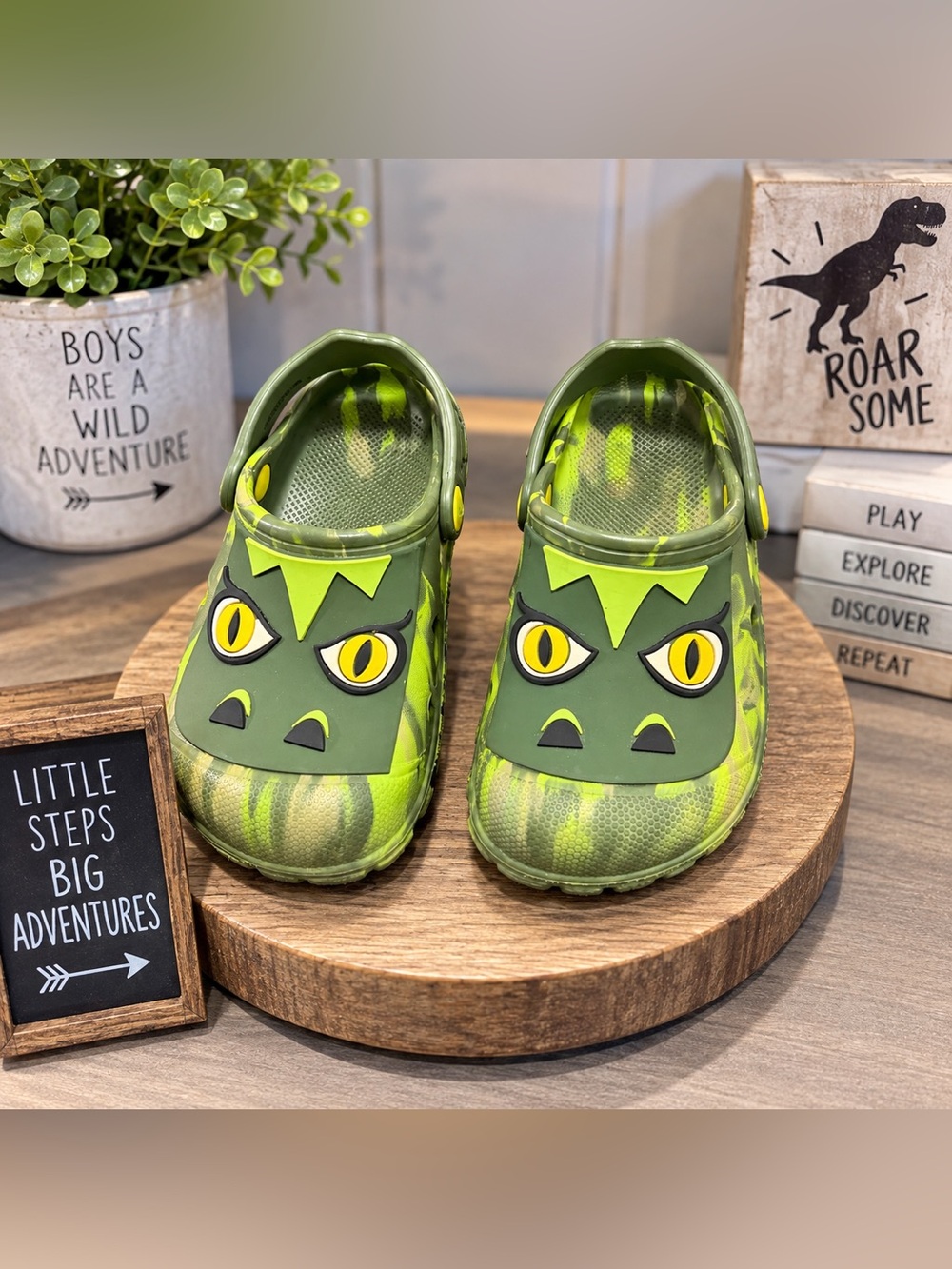 Members Mark Kids Green Alligator Clog Shoes - Fun Toddler Slip-Ons